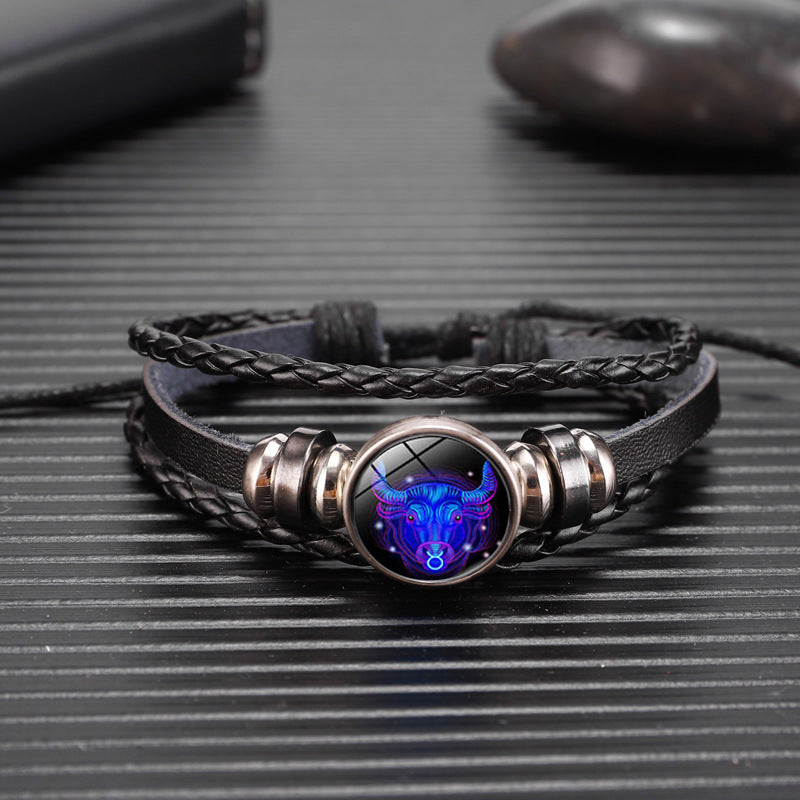 12 Zodiac Constellation Bracelet Luminous Braided Design Bracelet For Men, Women & Kids