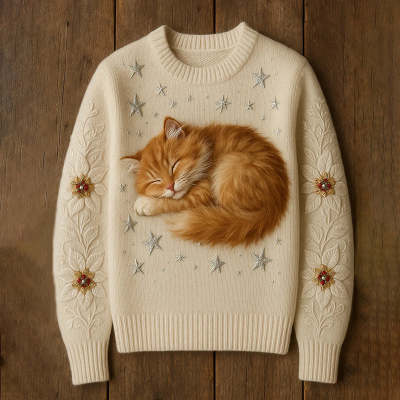 Womens Printed Long-Sleeve Sweatshirt Top