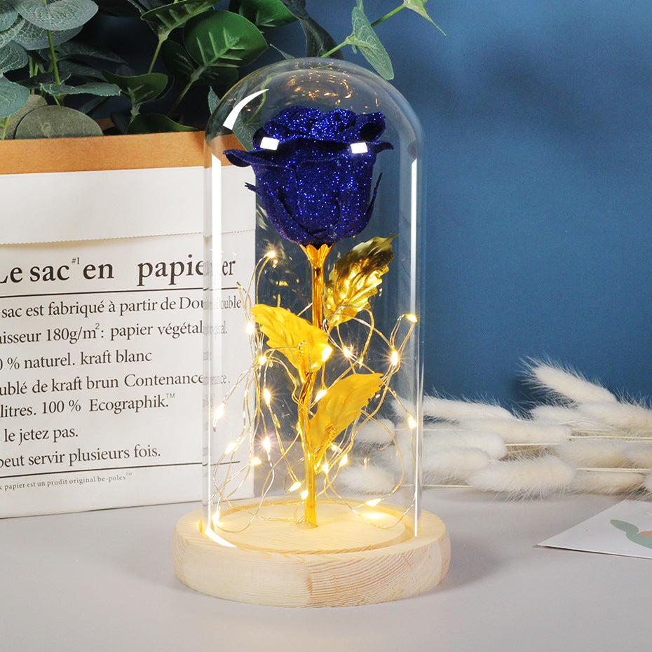 Valentines Day Gift For Girlfriend Eternal Rose Flowers LED Light In Glass Cover Day Wedding Decoration Favors Mother Day Female Gift  Gift