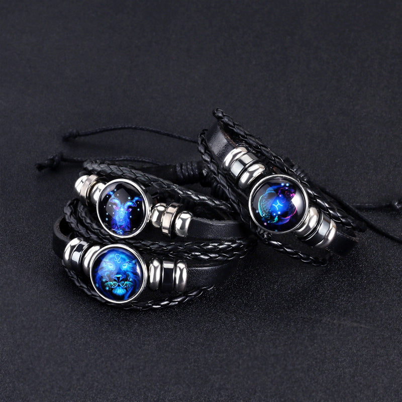 12 Zodiac Constellation Bracelet Luminous Braided Design Bracelet For Men, Women & Kids