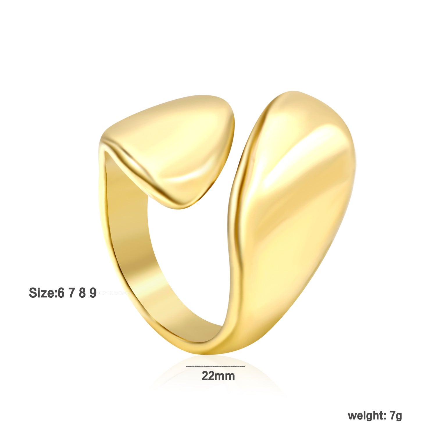 Fashionable Metallic 18K Gold-plated Ring Jewelry