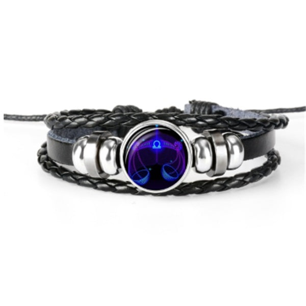 12 Zodiac Constellation Bracelet Luminous Braided Design Bracelet For Men, Women & Kids