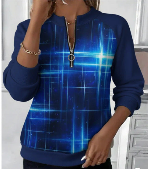 Womens Long-Sleeve Christmas-Print Sweatshirt