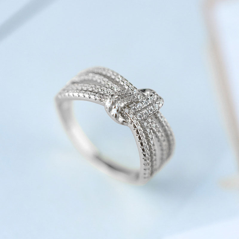 Colorfast Cross Copper Ring With Zircon Inlay