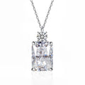 Deep Tanzanite Rectangular Necklace With Ice-Flower Cut High-Carbon Diamond Pendant