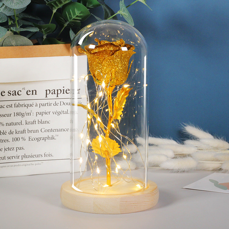 Valentines Day Gift For Girlfriend Eternal Rose Flowers LED Light In Glass Cover Day Wedding Decoration Favors Mother Day Female Gift  Gift