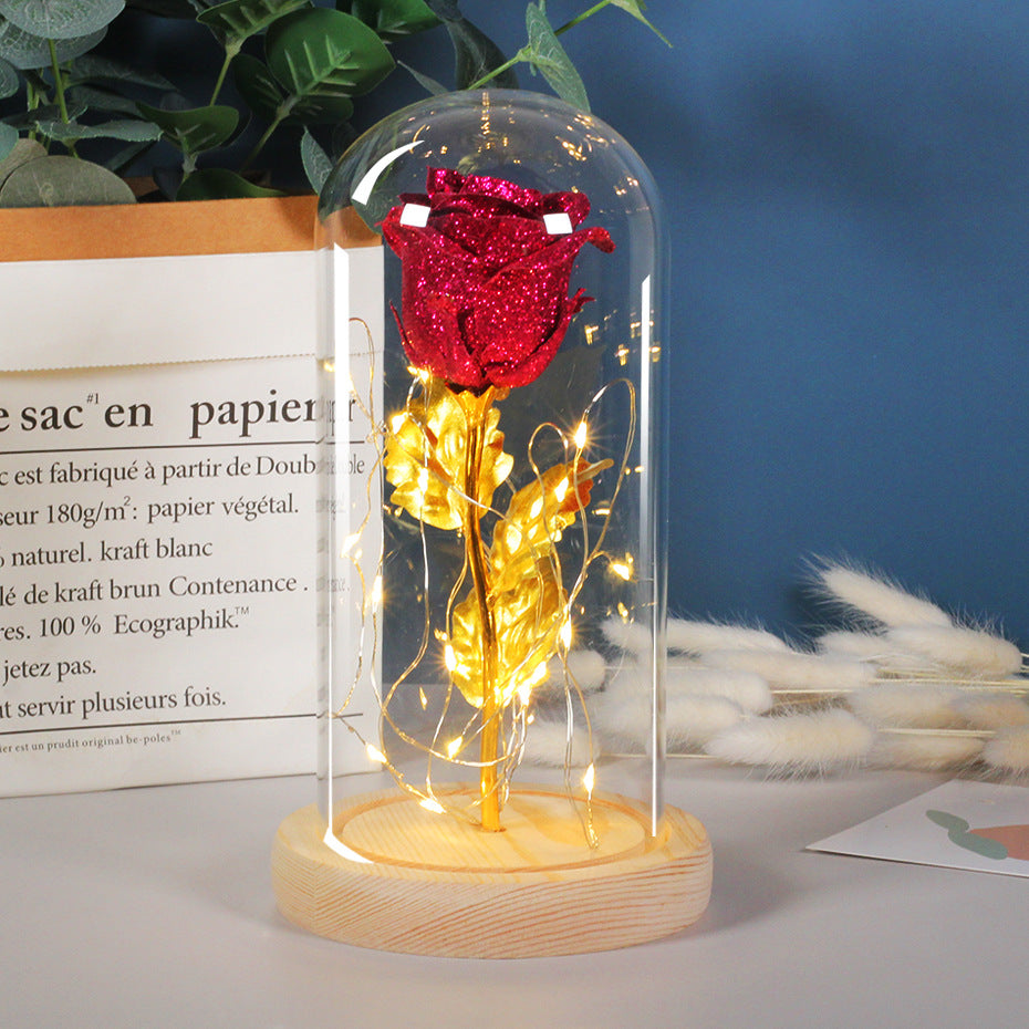 Valentines Day Gift For Girlfriend Eternal Rose Flowers LED Light In Glass Cover Day Wedding Decoration Favors Mother Day Female Gift  Gift