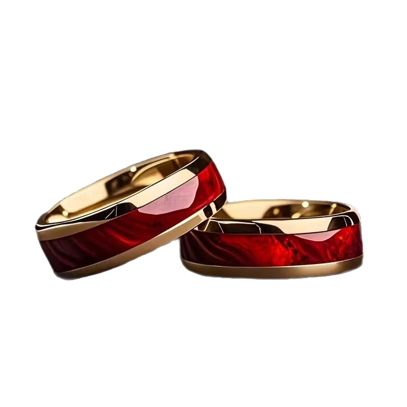 8mm Red-inlaid Stainless Steel Ring
