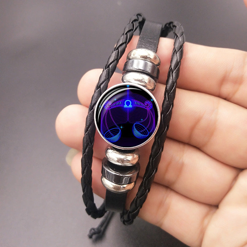 12 Zodiac Constellation Bracelet Luminous Braided Design Bracelet For Men, Women & Kids