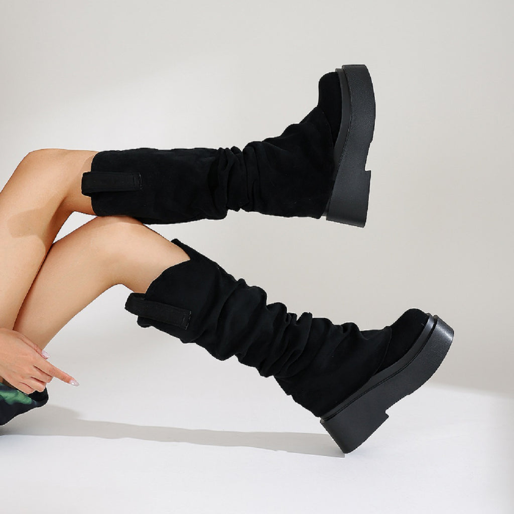 European And American Womens Chunky High Boots