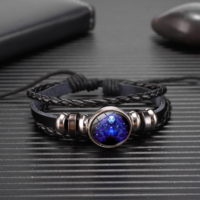 12 Zodiac Constellation Bracelet Luminous Braided Design Bracelet For Men, Women & Kids