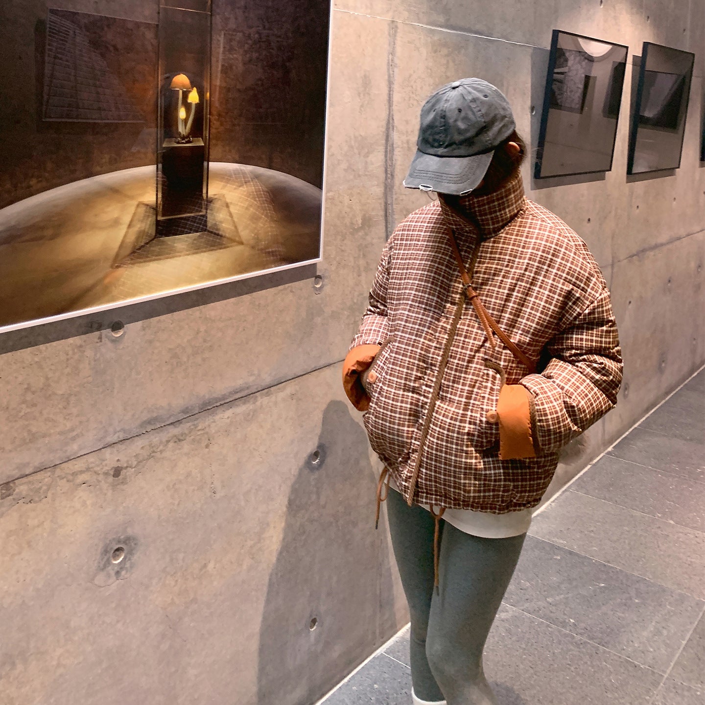 Womens Reversible Quilted Puffer Jacket With Patchwork Plaid Design