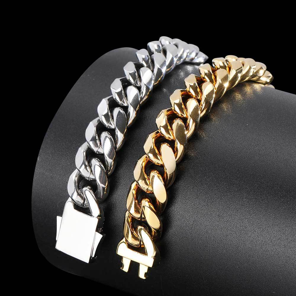 Mens Jewelry Accessory 18k Gold Titanium Steel Bracelet