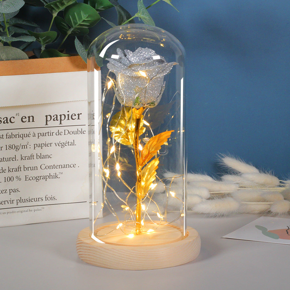Valentines Day Gift For Girlfriend Eternal Rose Flowers LED Light In Glass Cover Day Wedding Decoration Favors Mother Day Female Gift  Gift