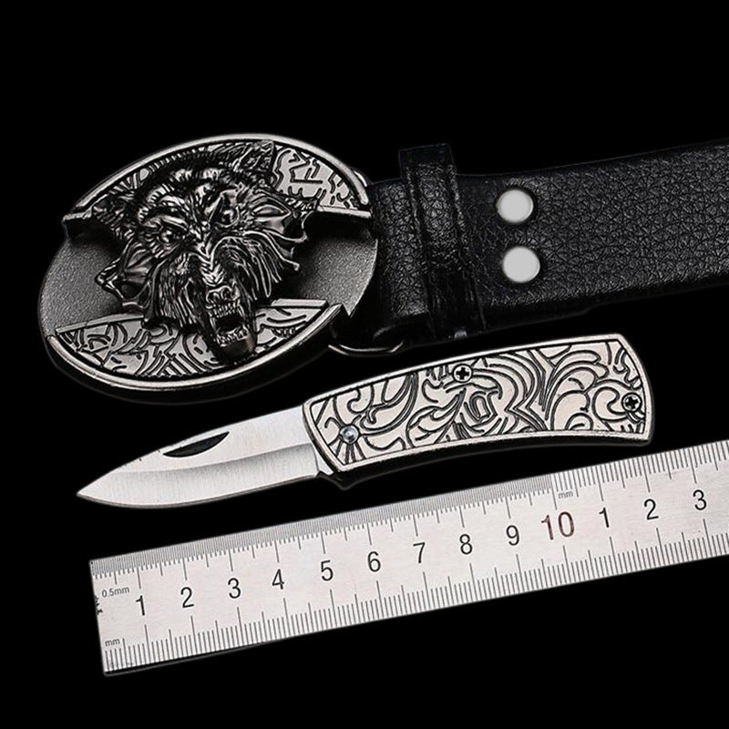Smooth Buckle Self-defense Belt Knife Punk Buckle Head