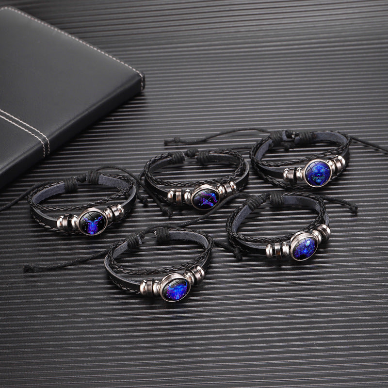 12 Zodiac Constellation Bracelet Luminous Braided Design Bracelet For Men, Women & Kids