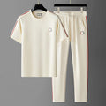 Mens Smooth Short-Sleeve Casual Summer Set