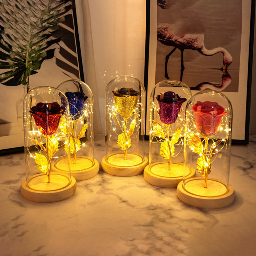 Valentines Day Gift For Girlfriend Eternal Rose Flowers LED Light In Glass Cover Day Wedding Decoration Favors Mother Day Female Gift  Gift