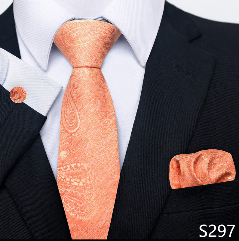 Men's Creative All-match Business Formal Wear Tie Scarf Cuff Buckle Set