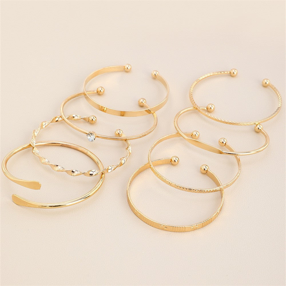 Womens Creative Geometric Zinc Alloy Bracelet Set