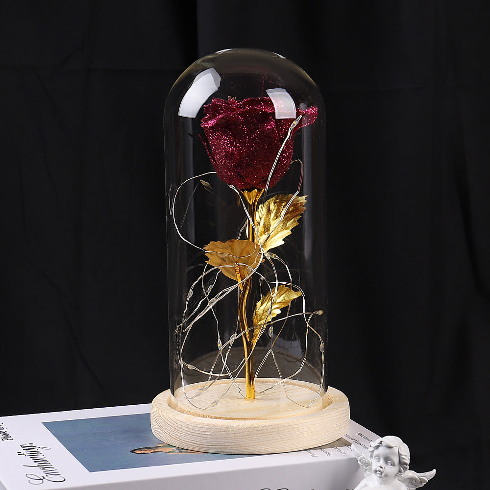 Valentines Day Gift For Girlfriend Eternal Rose Flowers LED Light In Glass Cover Day Wedding Decoration Favors Mother Day Female Gift  Gift
