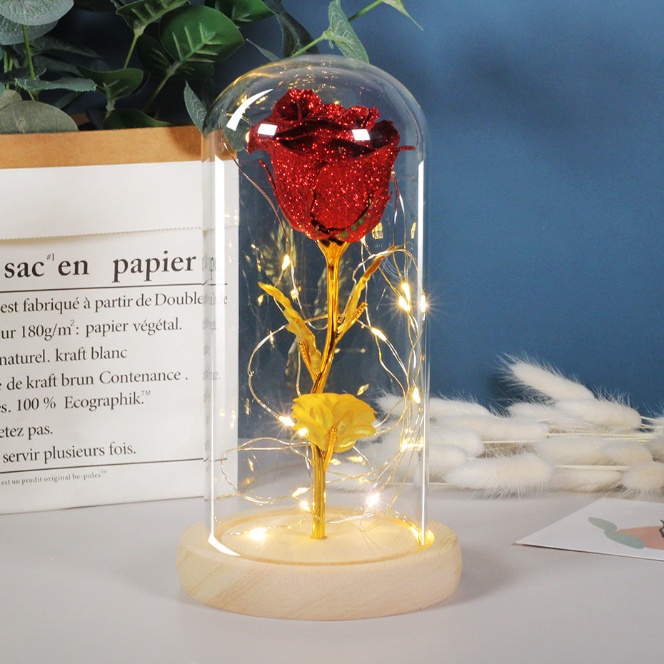 Valentines Day Gift For Girlfriend Eternal Rose Flowers LED Light In Glass Cover Day Wedding Decoration Favors Mother Day Female Gift  Gift