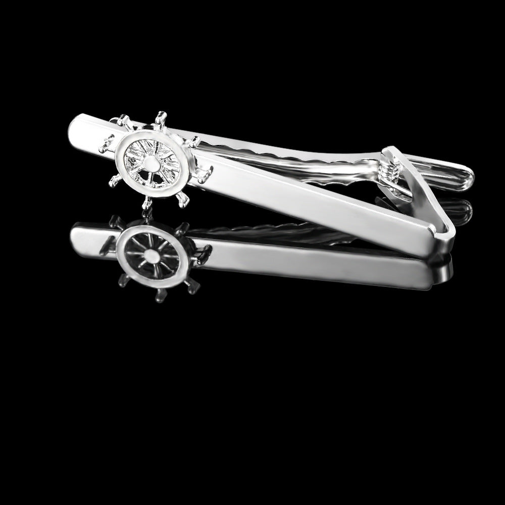 Simple Trendy Men's Rudder Cufflinks Tie Clip
