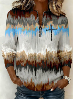 Womens Long-Sleeve Christmas-Print Sweatshirt