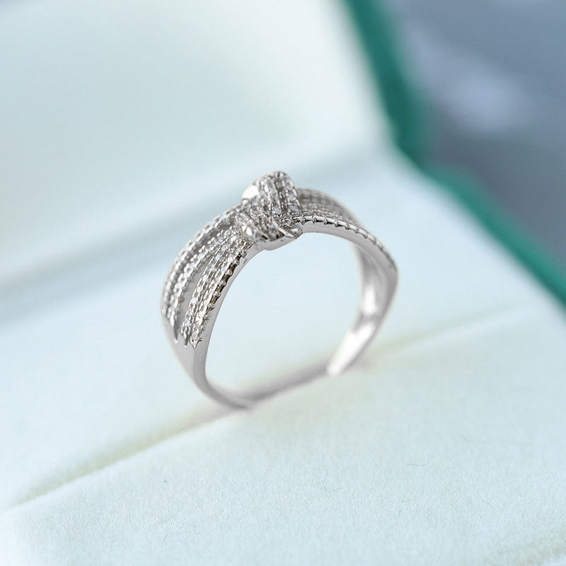 Colorfast Cross Copper Ring With Zircon Inlay