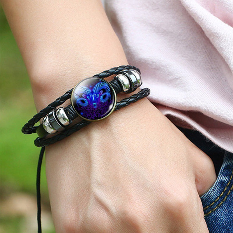 12 Zodiac Constellation Bracelet Luminous Braided Design Bracelet For Men, Women & Kids
