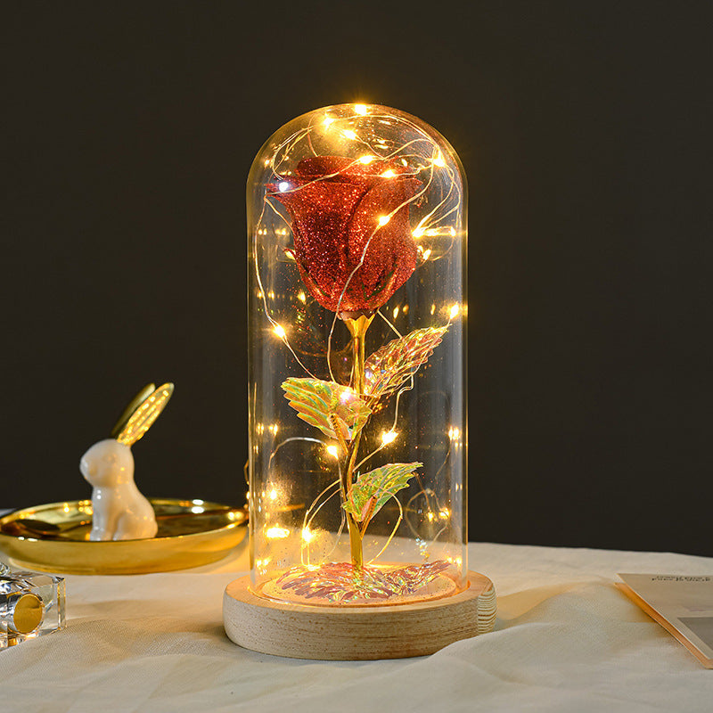Valentines Day Gift For Girlfriend Eternal Rose Flowers LED Light In Glass Cover Day Wedding Decoration Favors Mother Day Female Gift  Gift