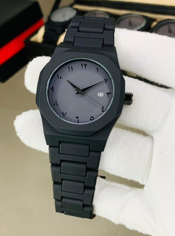 Arabic Black Aura Steel Watch