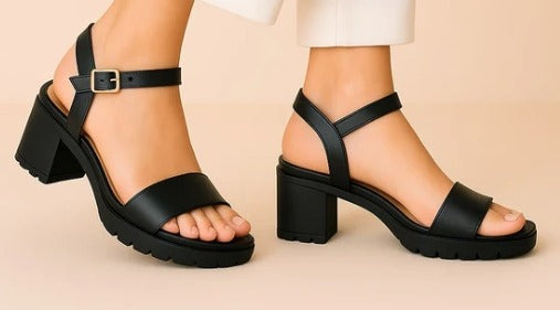 Black Block Heel Sandals ZW-1513