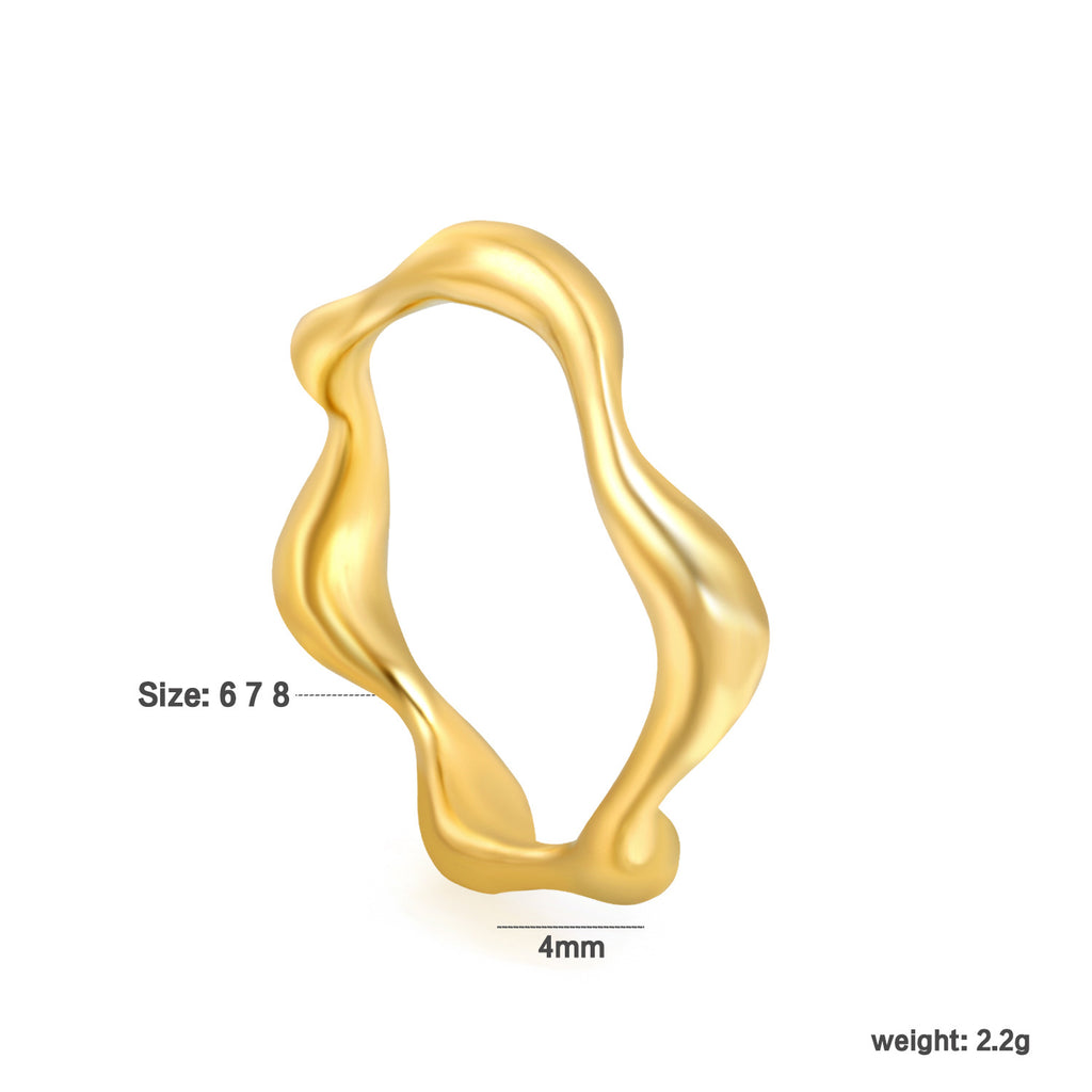 Fashionable Metallic 18K Gold-plated Ring Jewelry