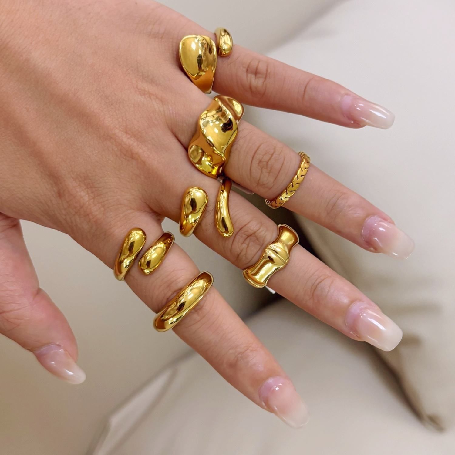 Fashionable Metallic 18K Gold-plated Ring Jewelry