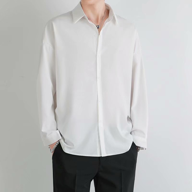 Mens Refined Loose-fit Casual Striped Shirt