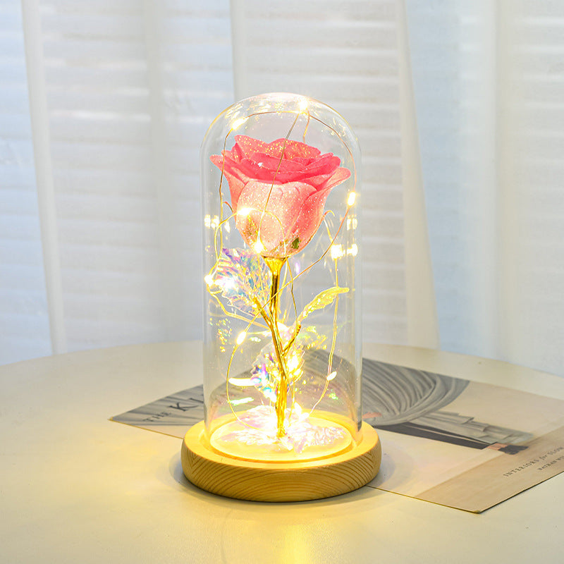 Valentines Day Gift For Girlfriend Eternal Rose Flowers LED Light In Glass Cover Day Wedding Decoration Favors Mother Day Female Gift  Gift
