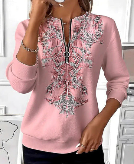 Womens Long-Sleeve Christmas-Print Sweatshirt