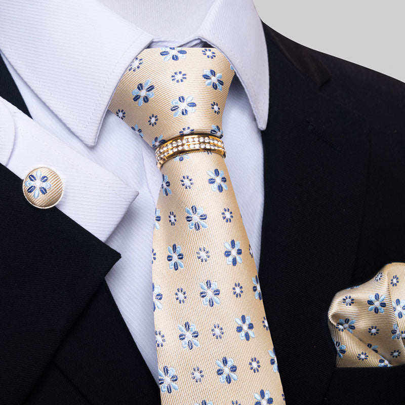 Multi Colored Striped Floral Mens Tie