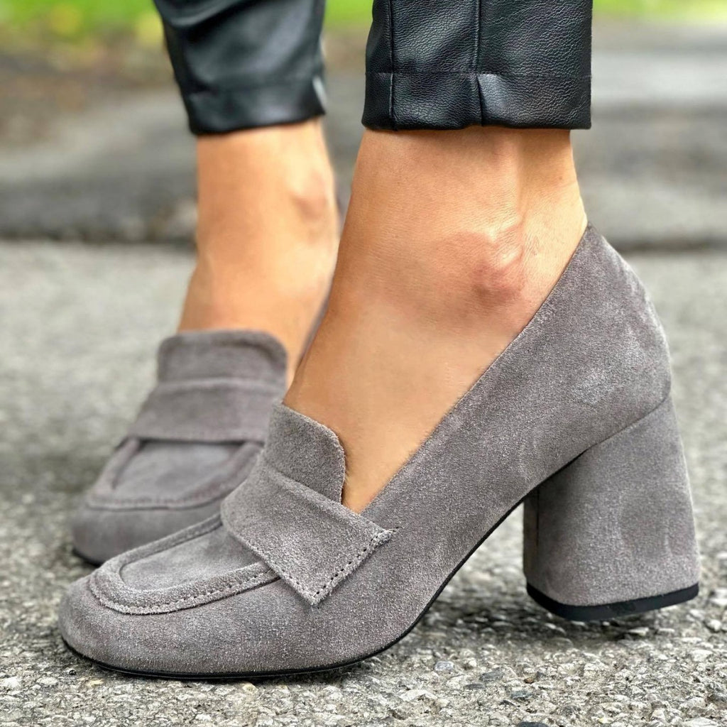 Stylish High Heeled Slip On Square-toe Plus Size Womens Shoes