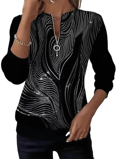 Womens Long-Sleeve Christmas-Print Sweatshirt