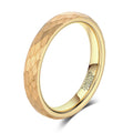 Wide Mens And Womens Gold-Plated Hammered Tungsten Carbide Ring