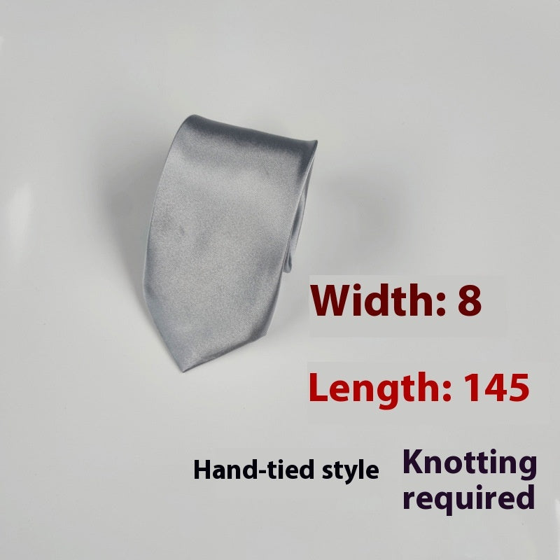 8cm Black Hand-tied Plain Suit Tie
