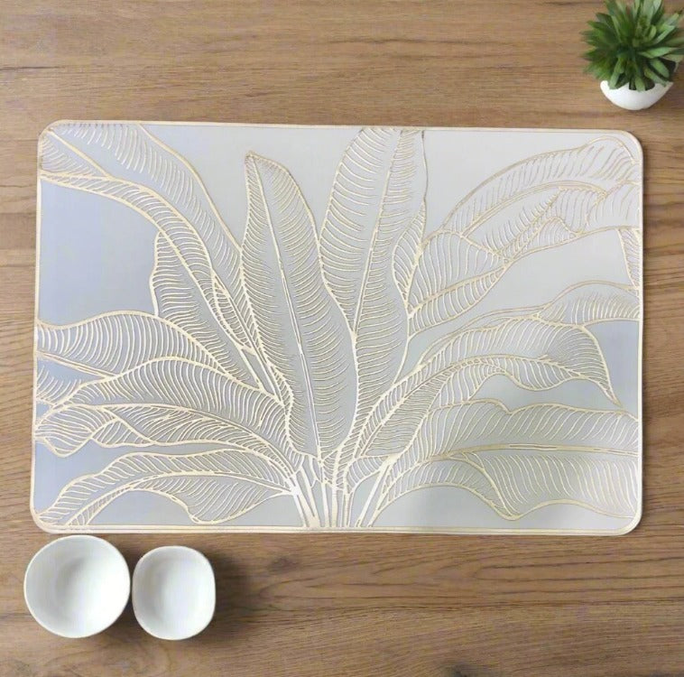 Rectangular Gold & White Placemats (Set of 2)