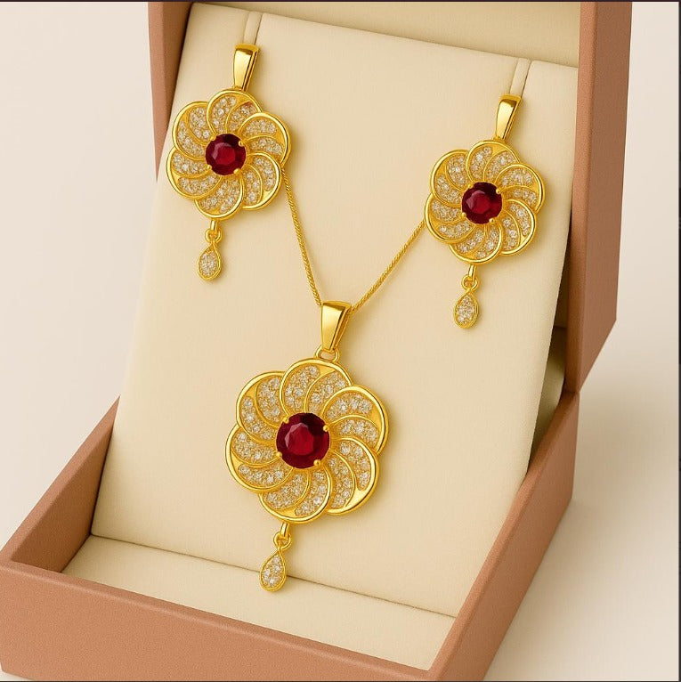 Zircon Locket Set (Maroon)