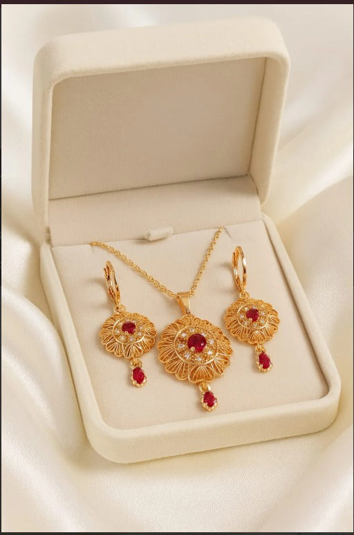 Zircon Locket Set (Maroon)