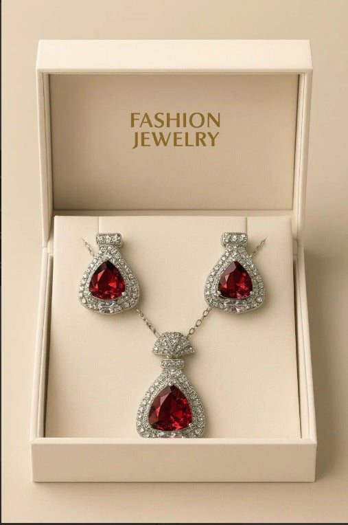 Zircon Locket Set (Maroon)