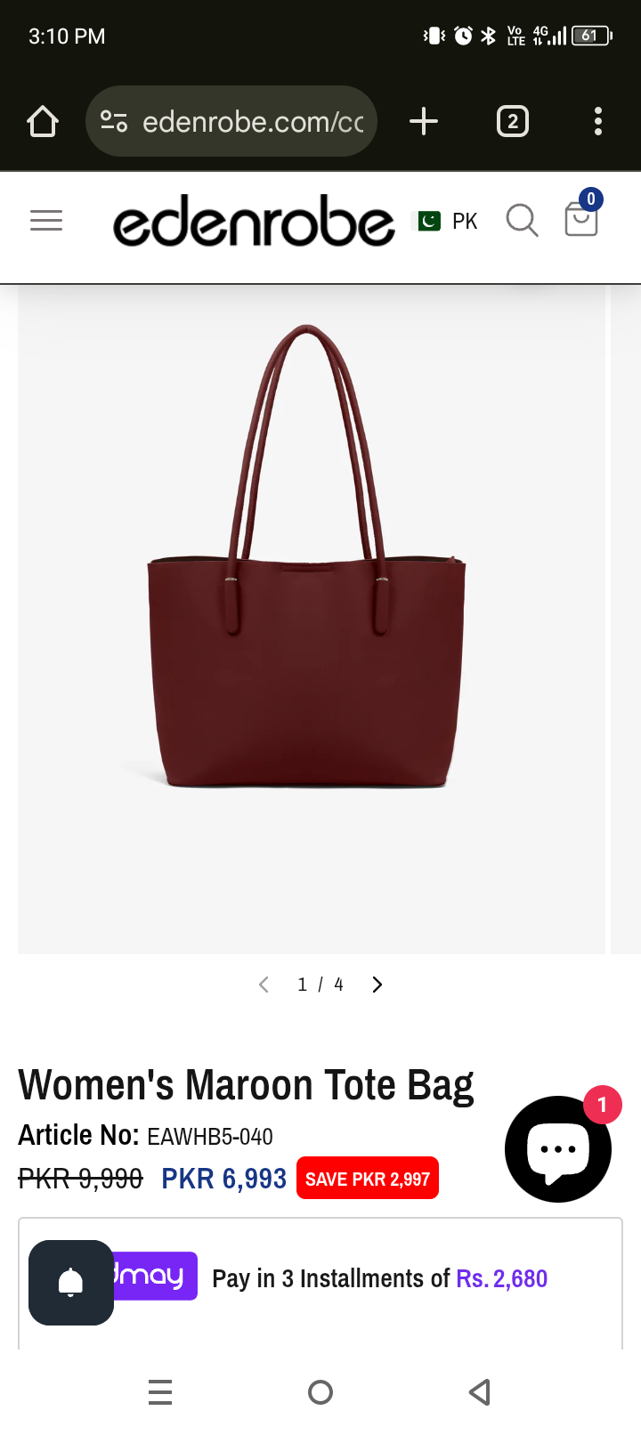Women's Maroon Tote Bag