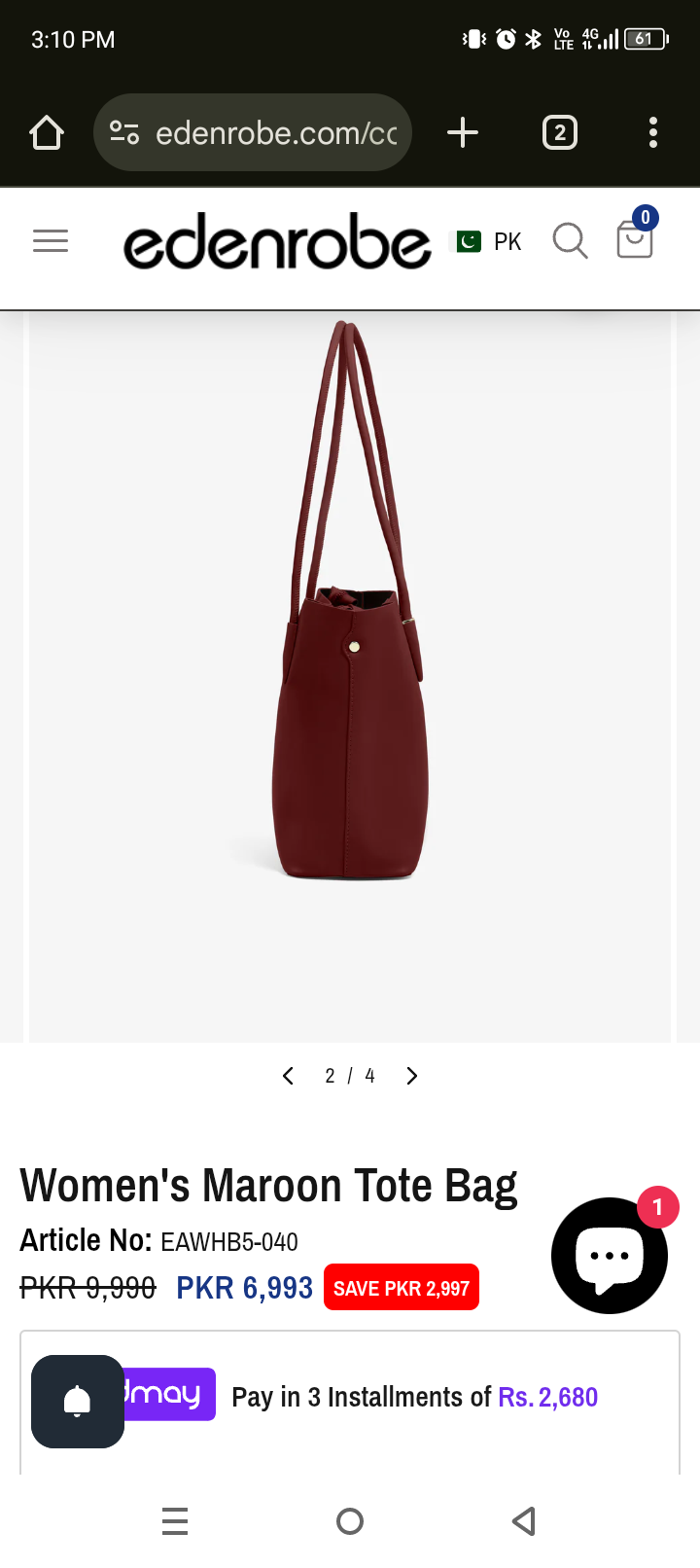 Women's Maroon Tote Bag